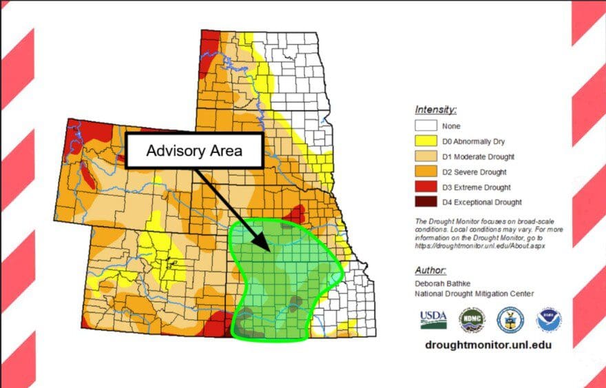 Map showing the fuels and fire behavior advisory area in Kansas